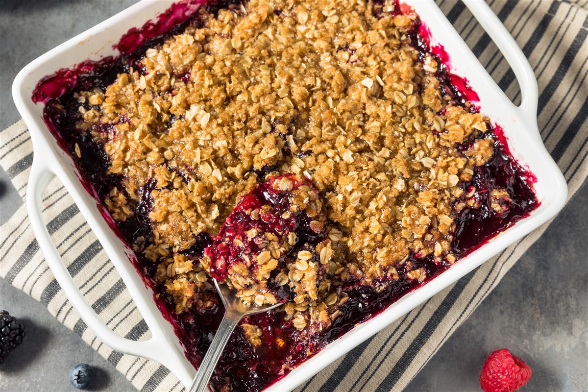 Recette de crumble aux mûres sauvages et framboises