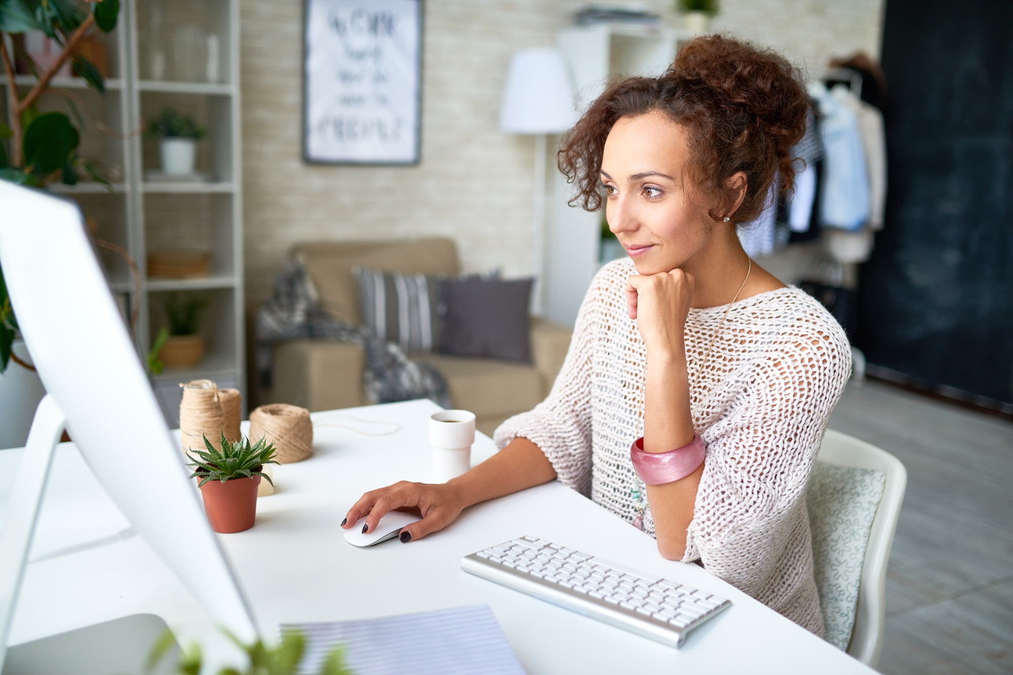 Young Woman Working with Computer