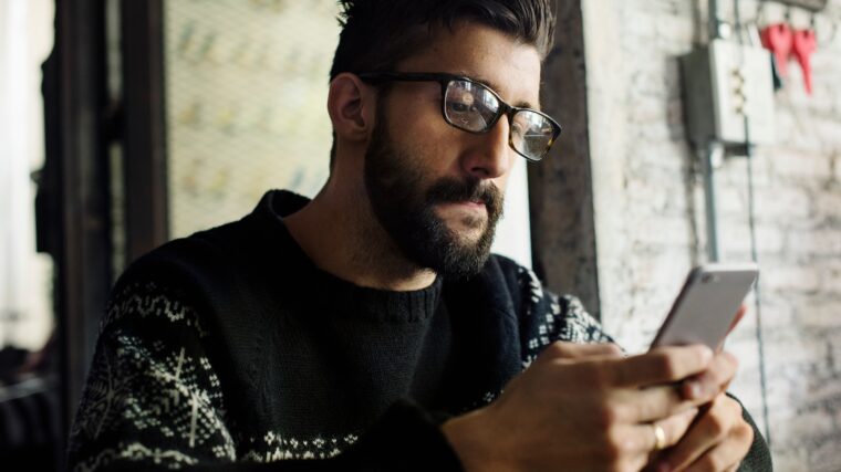 A man using a smartphone