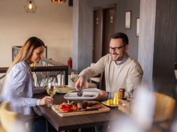 Couple on a date in restaurant