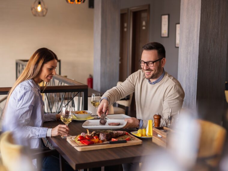 Couple on a date in restaurant