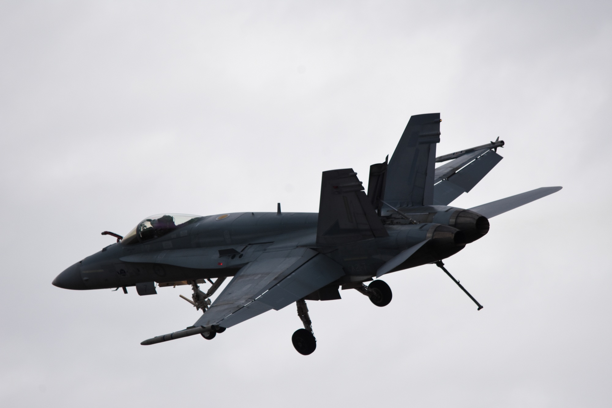 Shot of flying fighter aircraft in the sky