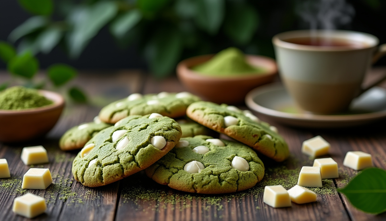 découvrez notre délicieuse recette de cookies au matcha et chocolat blanc, une fusion parfaite de saveurs qui émerveillera vos invités. faciles à réaliser, ces douceurs allient le goût délicat du matcha à la douceur du chocolat blanc pour un dessert irrésistible. parfait pour toute occasion !
