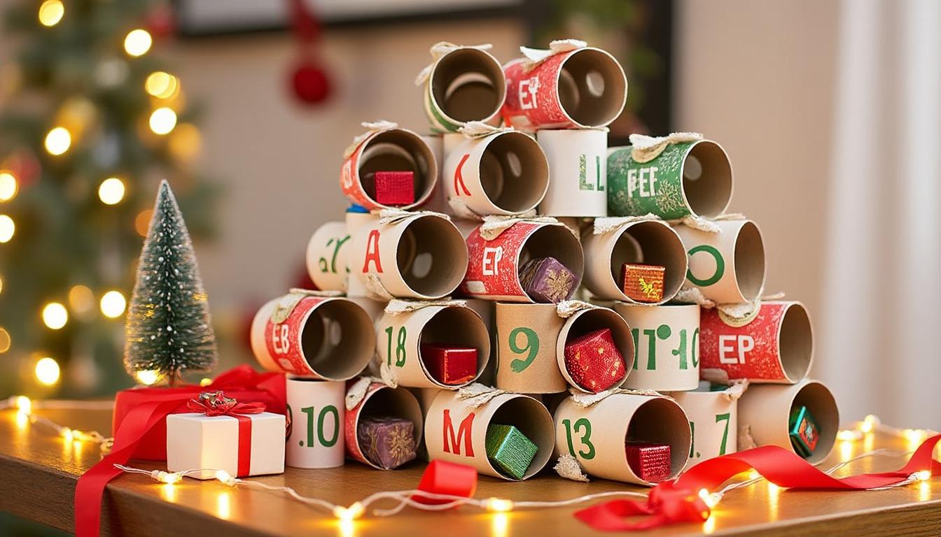idées diy pour créer un calendrier de l’avent unique avec des rouleaux de papier toilette: facile, écolo et économique. tutoriels et astuces créatives.
