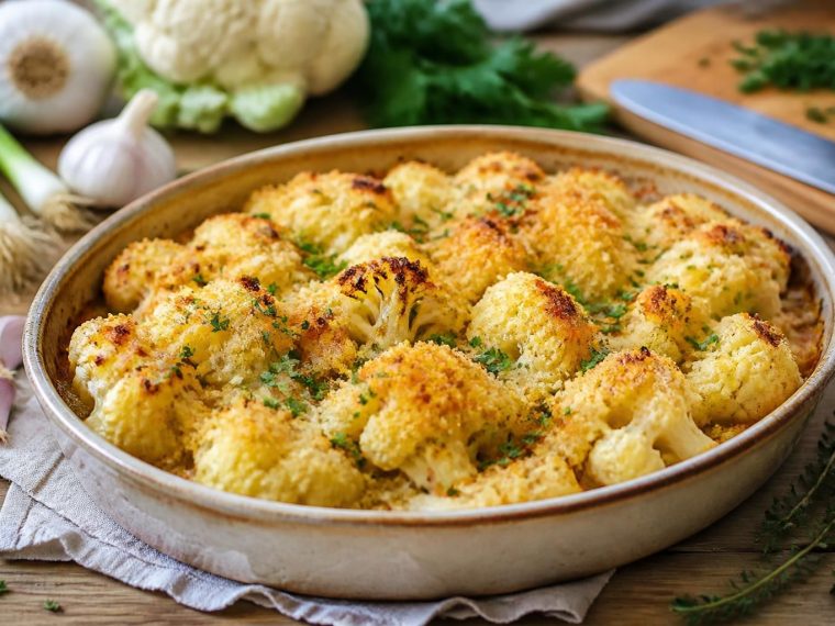 savourez un gratin de chou-fleur léger et gourmand, sans béchamel ni crème, pour un plat sain et délicieux qui surprendra vos papilles.